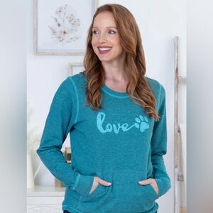 EUC!! Love Paw Thermal Long Sleeve Top - Size Large - Color Teal